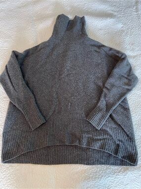 Daily Ritual Charcoal Gray Ribbed Turtleneck Sweater
